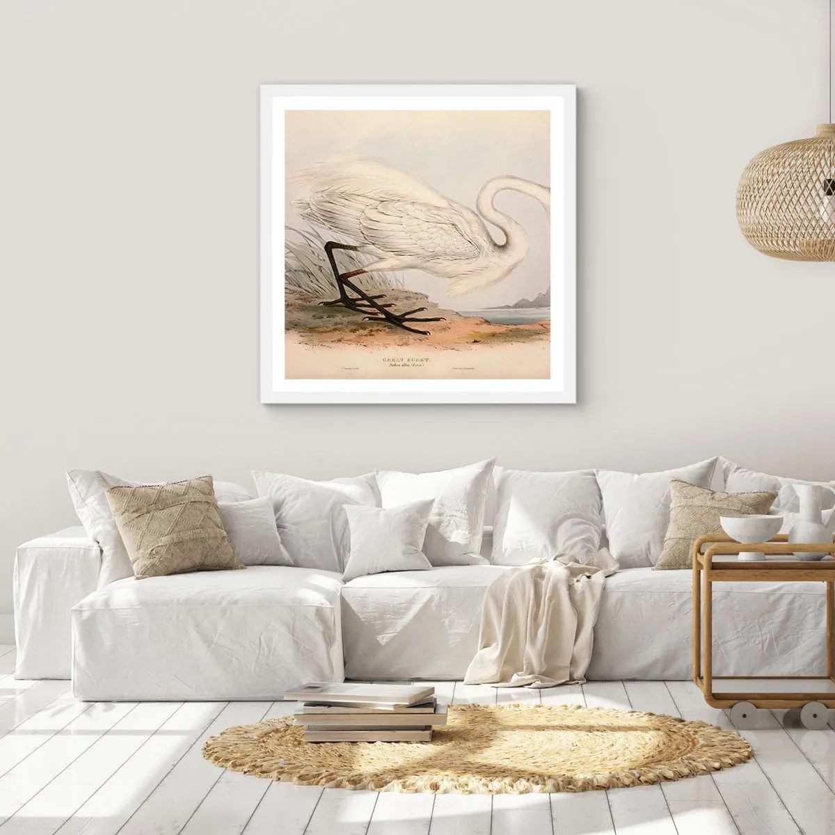 Affisch i vit ram - En dam i vassen - 60x60 cm