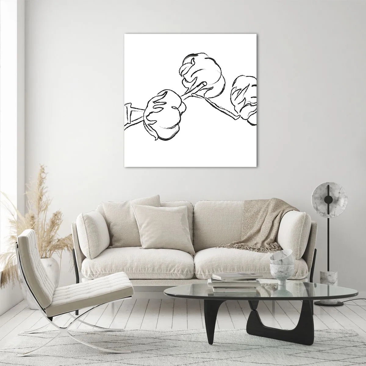 Glastavla - Bild på glas - Bomullsdun - 70x70 cm