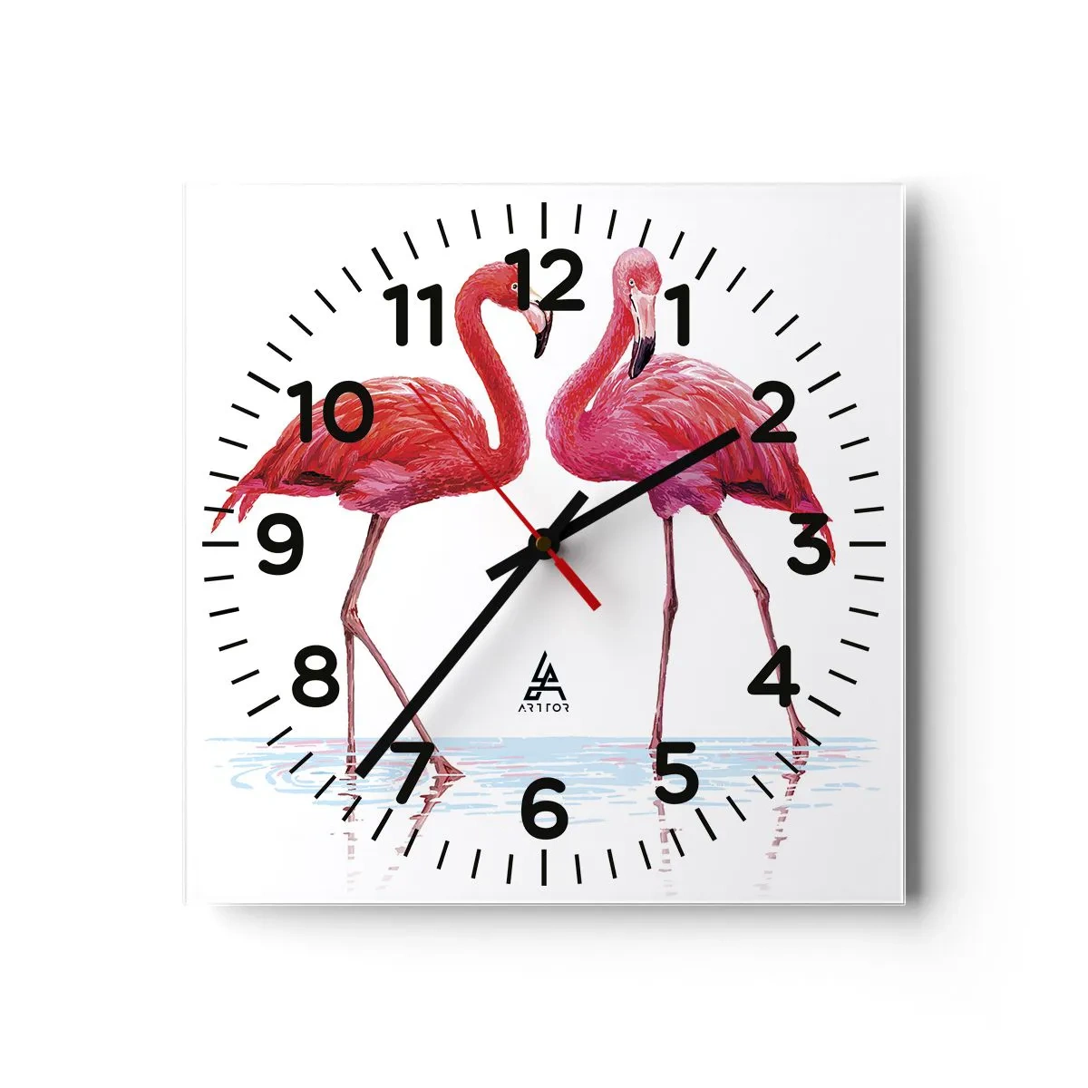 Väggklocka - Klocka på glas - Rosa rendez-vous - 40x40 cm