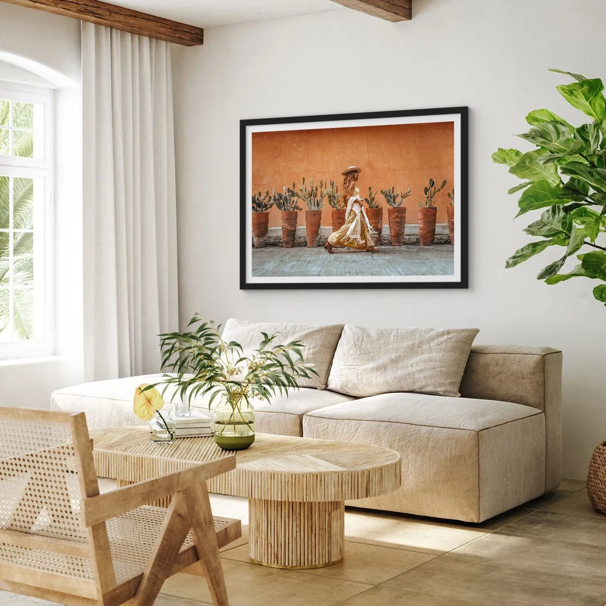 Affisch i svart ram - I hippiestil - 70x50 cm