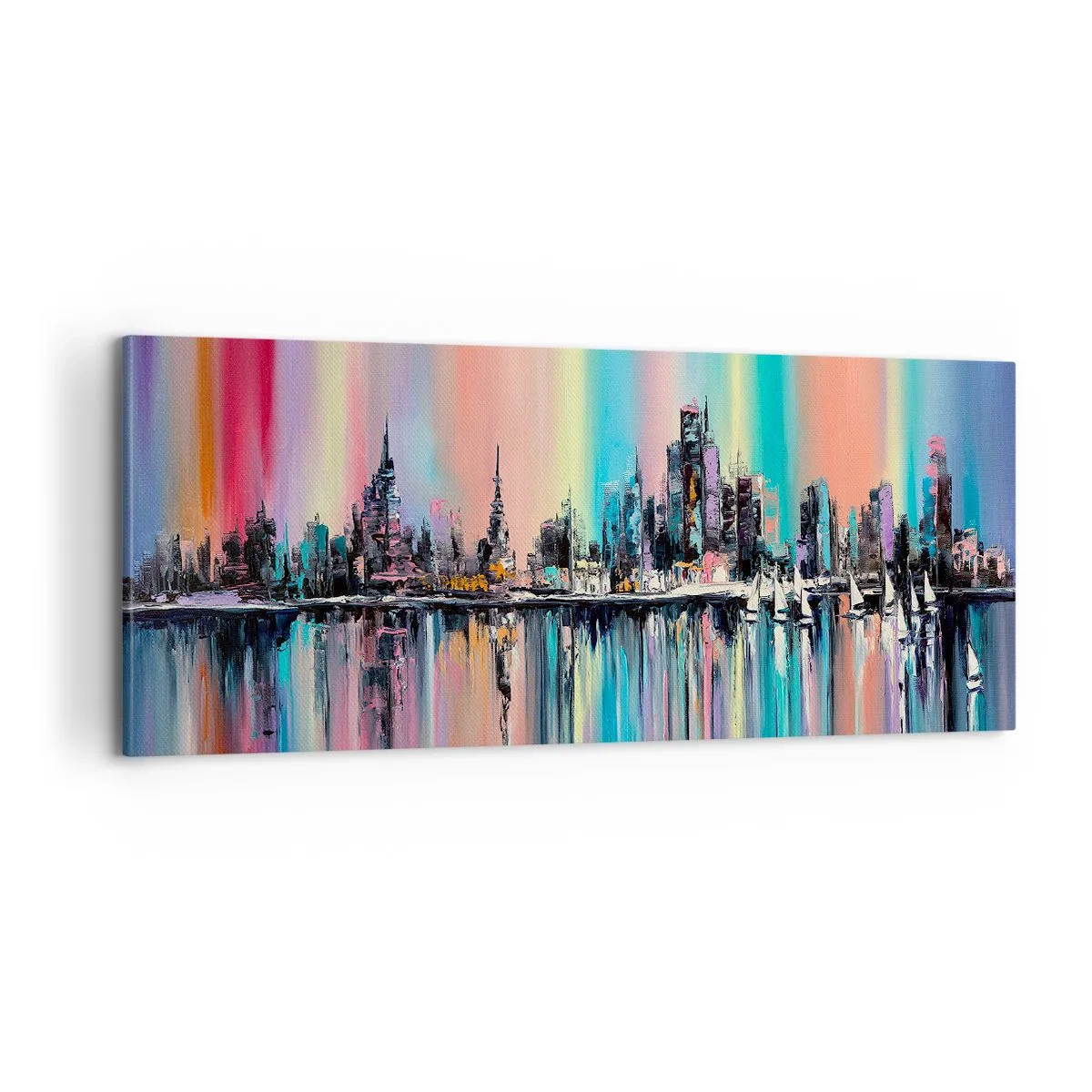 Canvastavla - Bild på duk - Nattens ljus - 100x40 cm