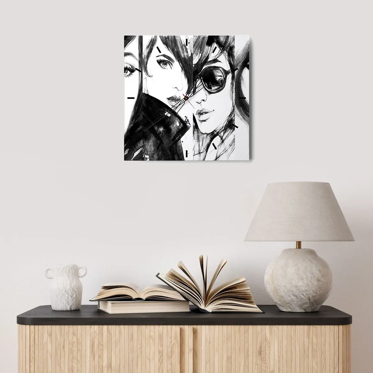 Väggklocka - Klocka på glas - Mångfaldigad skönhet - 30x30 cm