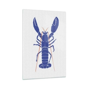 Glastavla - Bild på glas - Utsökt hummer i mörkblått - 70x100 cm