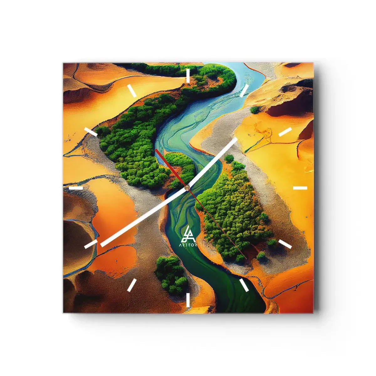 Väggklocka - Klocka på glas - Livgivande flod - 40x40 cm