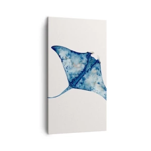 Canvastavla - Bild på duk - Liv i blått - 45x80 cm