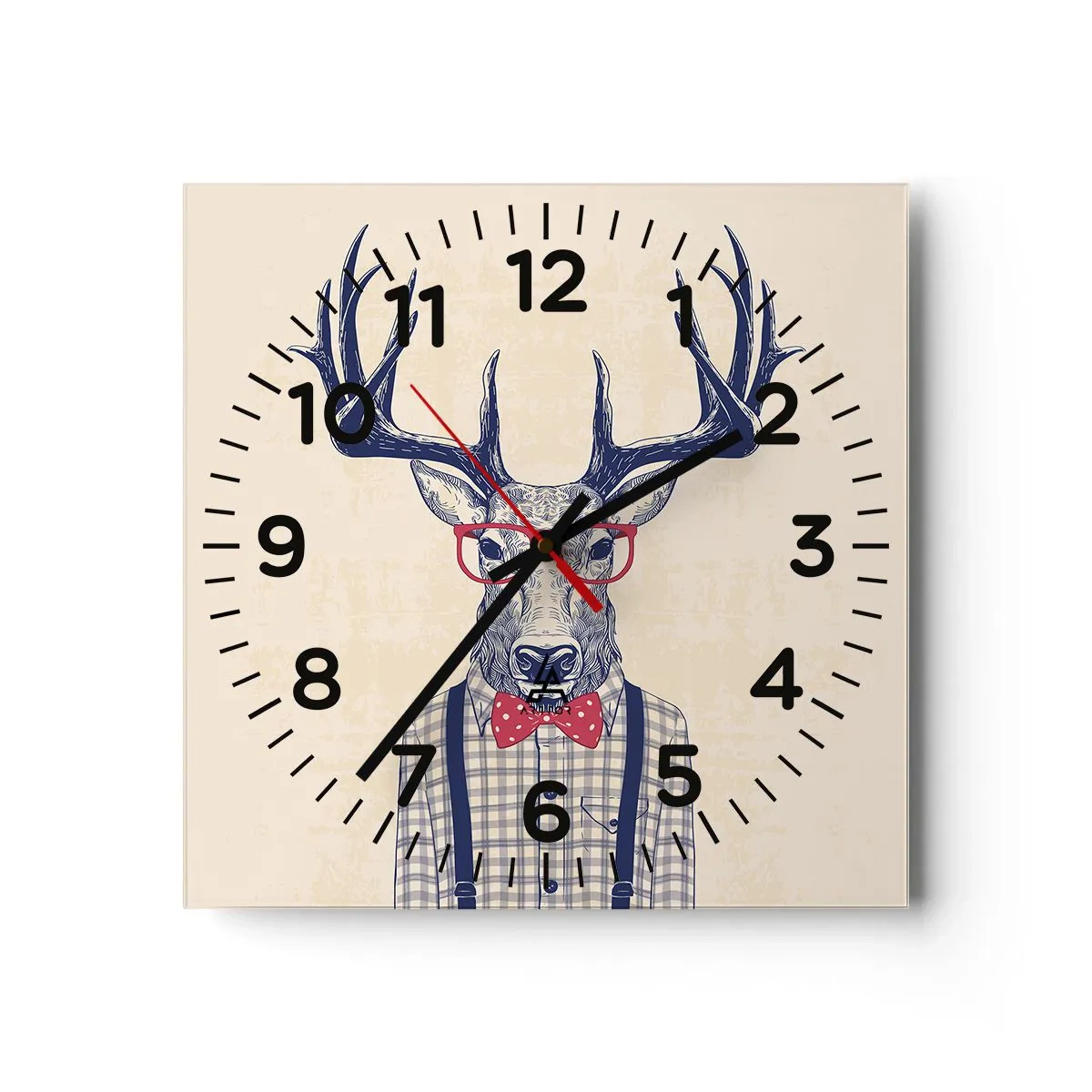 Väggklocka - Klocka på glas - Rolig extravagans - 40x40 cm