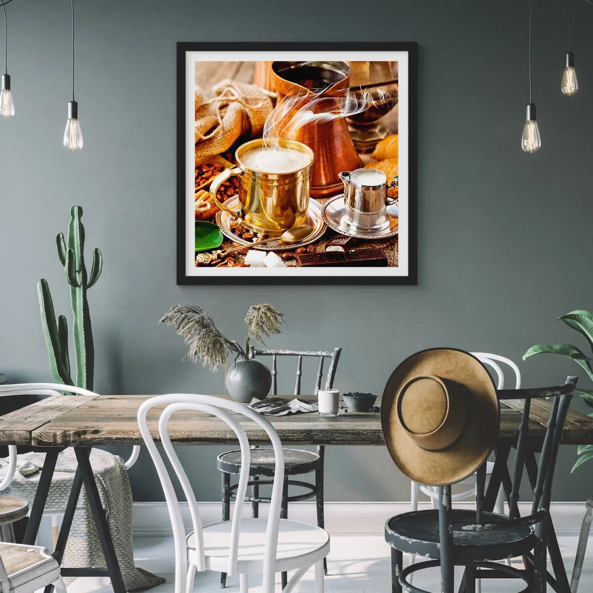 Affisch i svart ram - Ha en trevlig dag! - 30x30 cm