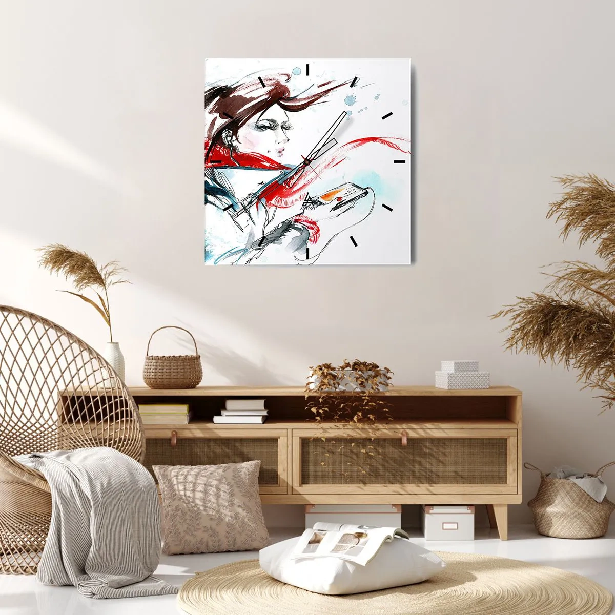 Väggklocka - Klocka på glas - Spel inuti mig - 30x30 cm