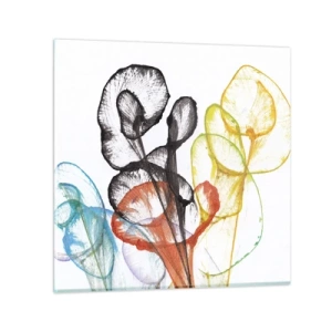 Glastavla - Bild på glas - Blommor med själ - 30x30 cm