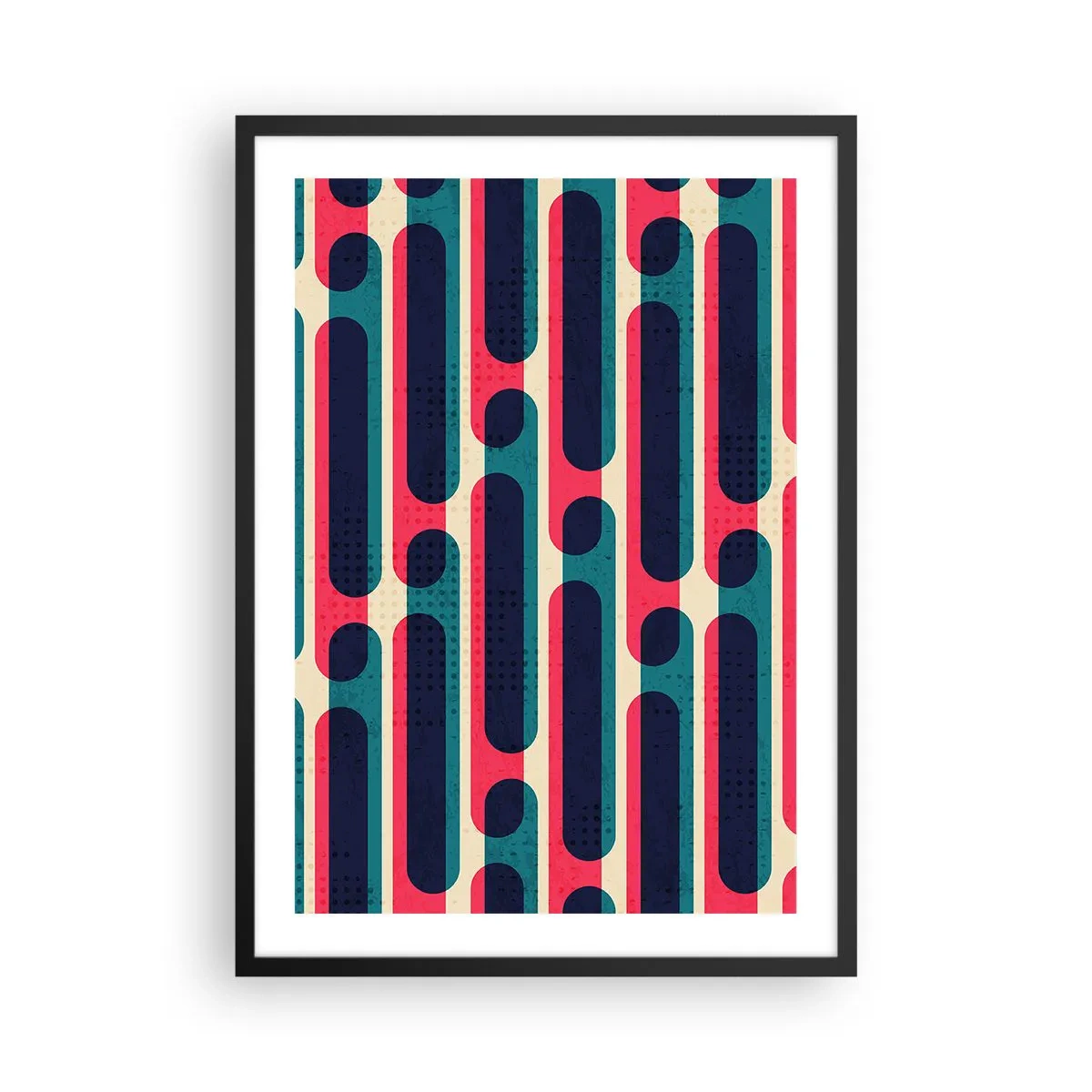 Affisch i svart ram - Geometriskt mönster i nyanser av rött och blått - 50x70cm - In och framåt - Modern väggdekoration för vardagsrum och sovrum ARTTOR