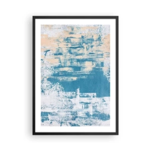 Affisch i svart ram - Abstrakt textur i nyanser av blått och beige - 50x70cm - Genom istapp - Modern väggdekoration för vardagsrum och sovrum ARTTOR