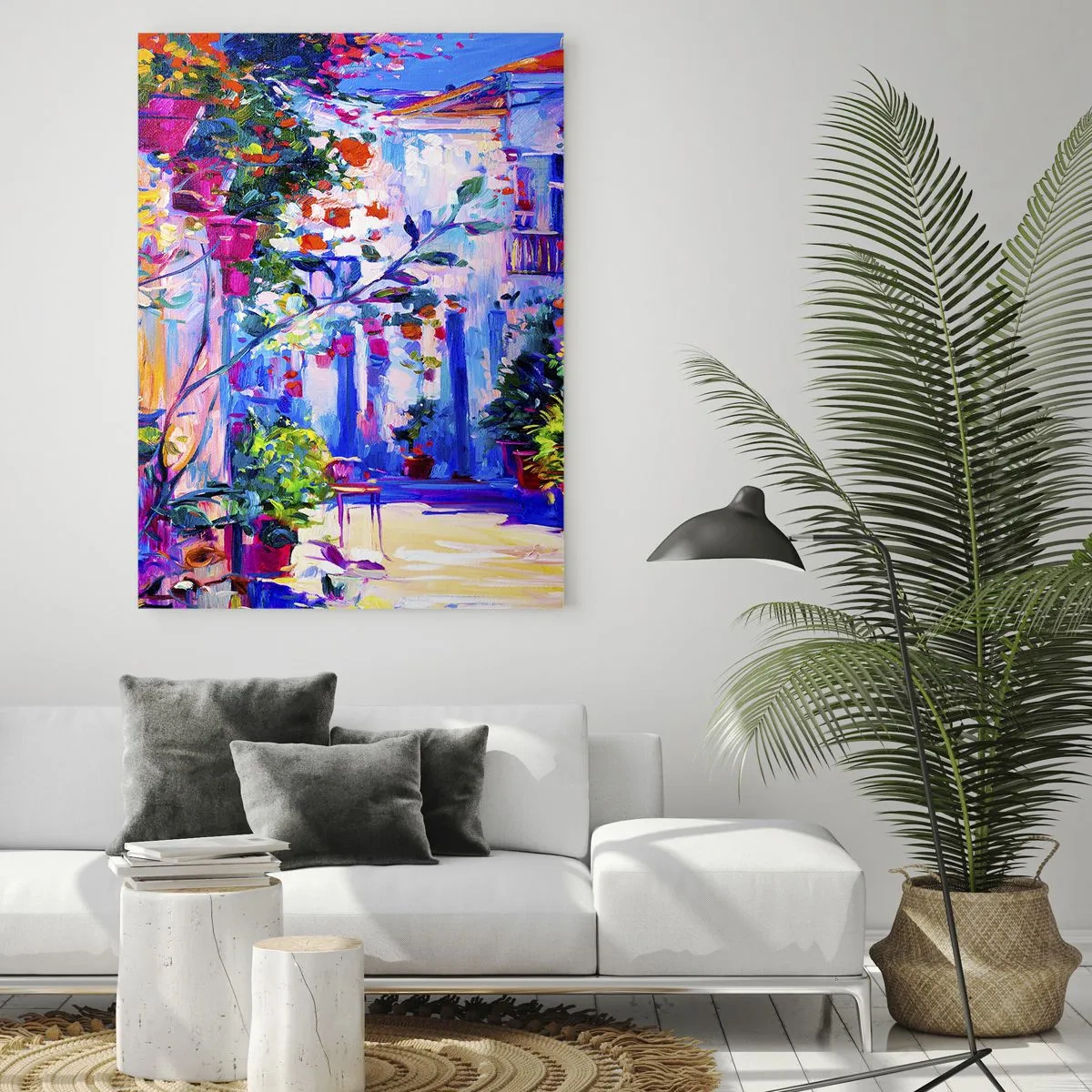 Glastavla - Bild på glas - Impression - italiensk gränd - 50x70 cm