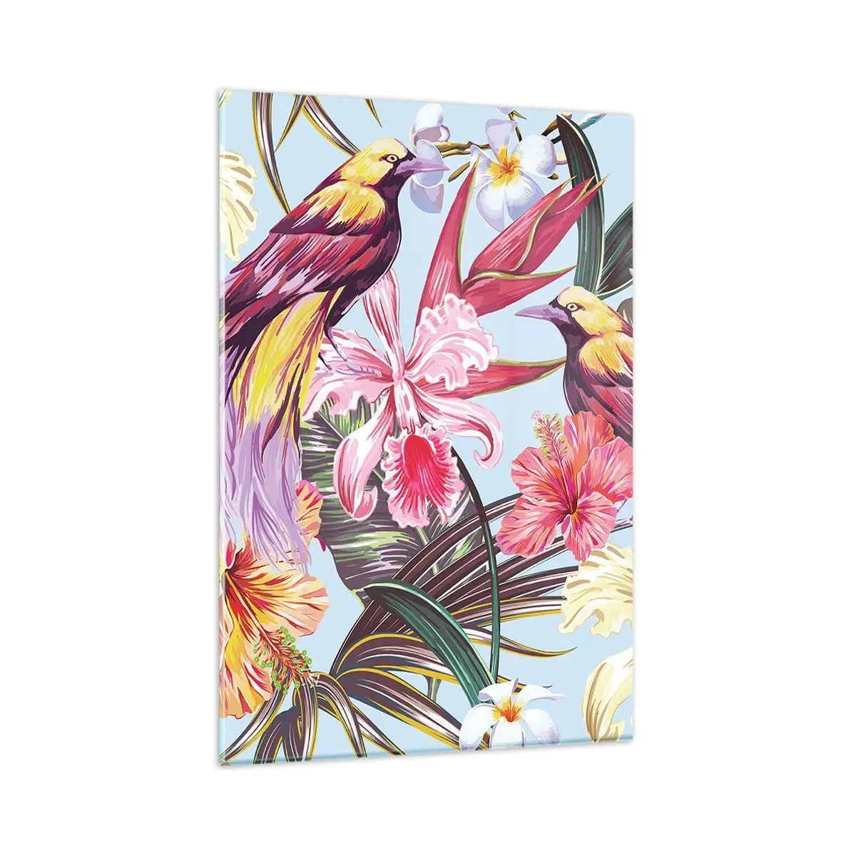 Glastavla - Bild på glas - Flingor och fjädrar - 80x120 cm