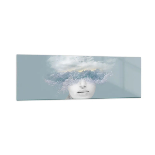 Glastavla - Bild på glas - Med huvudet i molnen - 160x50 cm