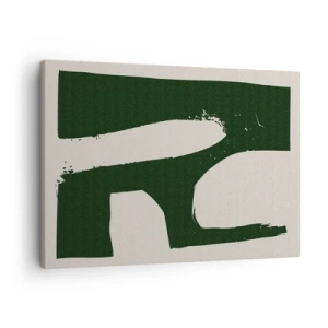 Canvastavla - Bild på duk - Minimalistisk abstrakt i grönt mot en ljus bakgrund - 70x50cm - Vikar av vitt - Modern väggdekoration för vardagsrum och sovrum ARTTOR