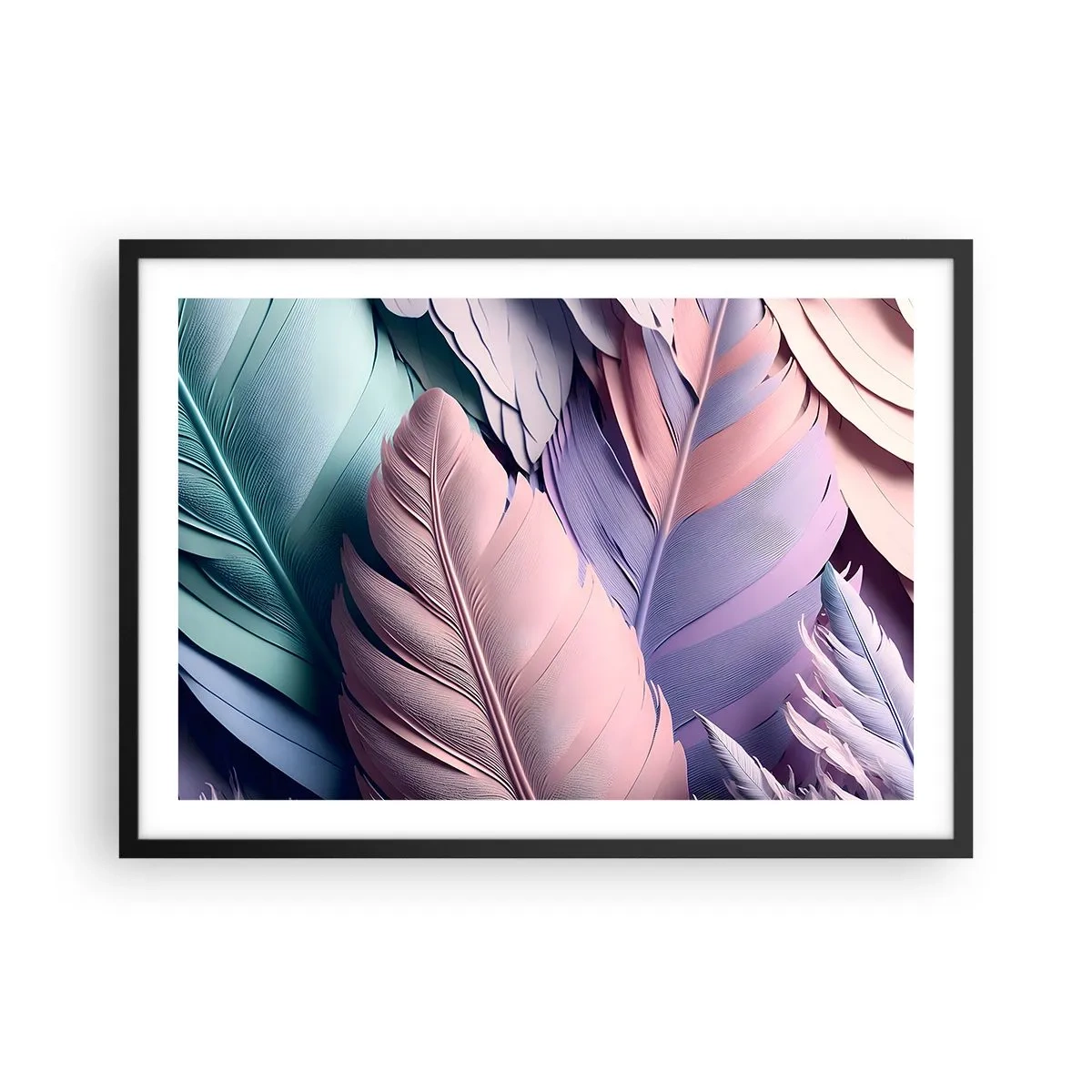 Affisch i svart ram - Fågelstil - 70x50 cm