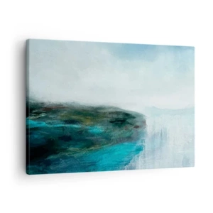 Canvastavla - Bild på duk - Abstrakt landskap i nyanser av turkos och grått - 70x50cm - Marin abstraktion - Modern väggdekoration för vardagsrum och sovrum ARTTOR
