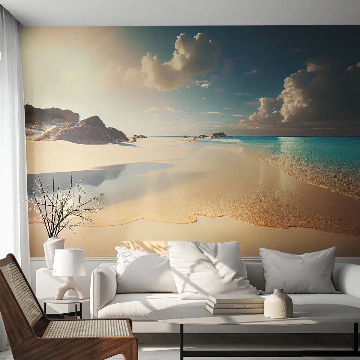 Fototapet Premium Canvas - En drömlik dag - Vild strand, Hav, Kant - 250x175 cm