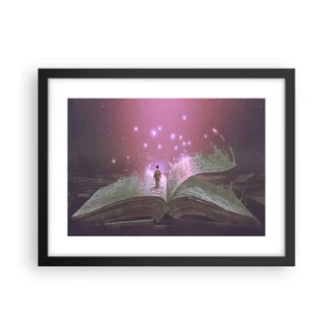 Affisch i svart ram - Inbjudan till en annan värld - läs! - 40x30 cm