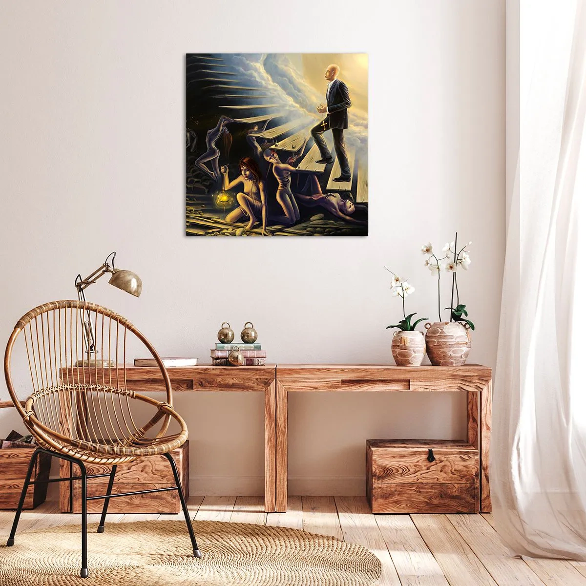 Canvastavla - Bild på duk - Danteisk vandring mot ljuset - 40x40 cm