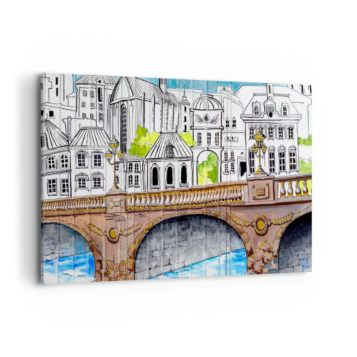 Canvastavla - Bild på duk - Stad som målad - 100x70 cm