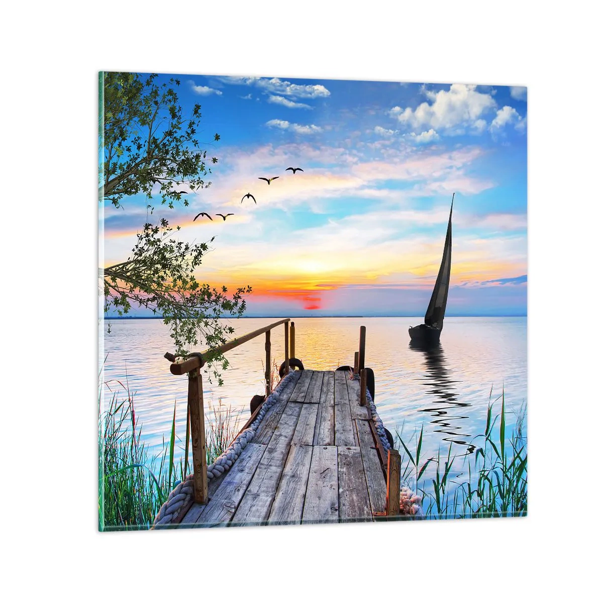 Glastavla - Bild på glas - God kväll - 60x60 cm