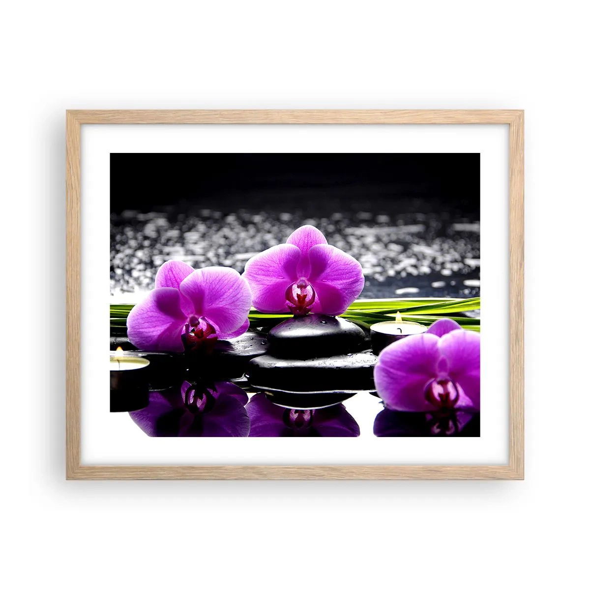 Affisch i ram av ljusek - Drunkna i tystnad och lugn - 50x40 cm