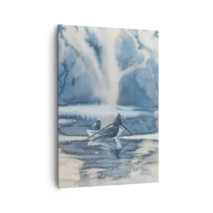 Canvastavla - Bild på duk - Sportfiskare i sitt paradis - 70x100 cm