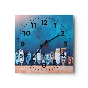 Väggklocka - Klocka på glas - I en rad - 40x40 cm