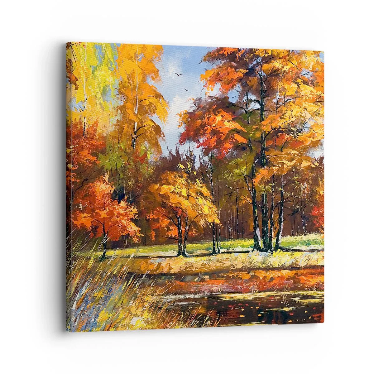 Canvastavla - Bild på duk - Landskap i guld och brons - 30x30 cm