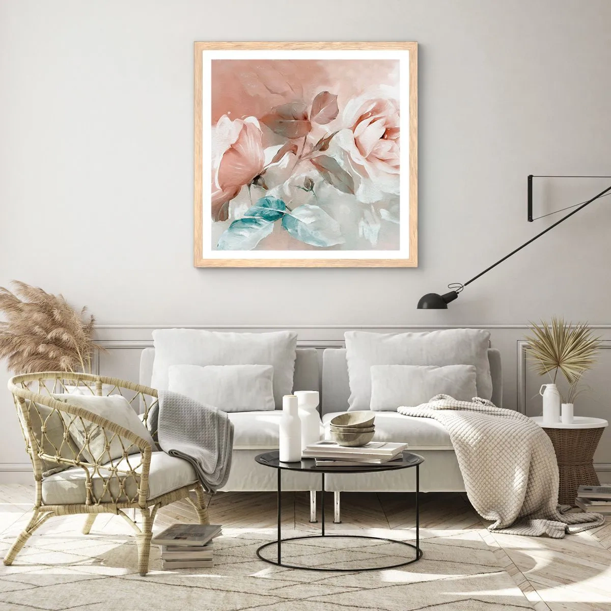 Affisch i ram av ljusek - Romantikens anda - 60x60 cm