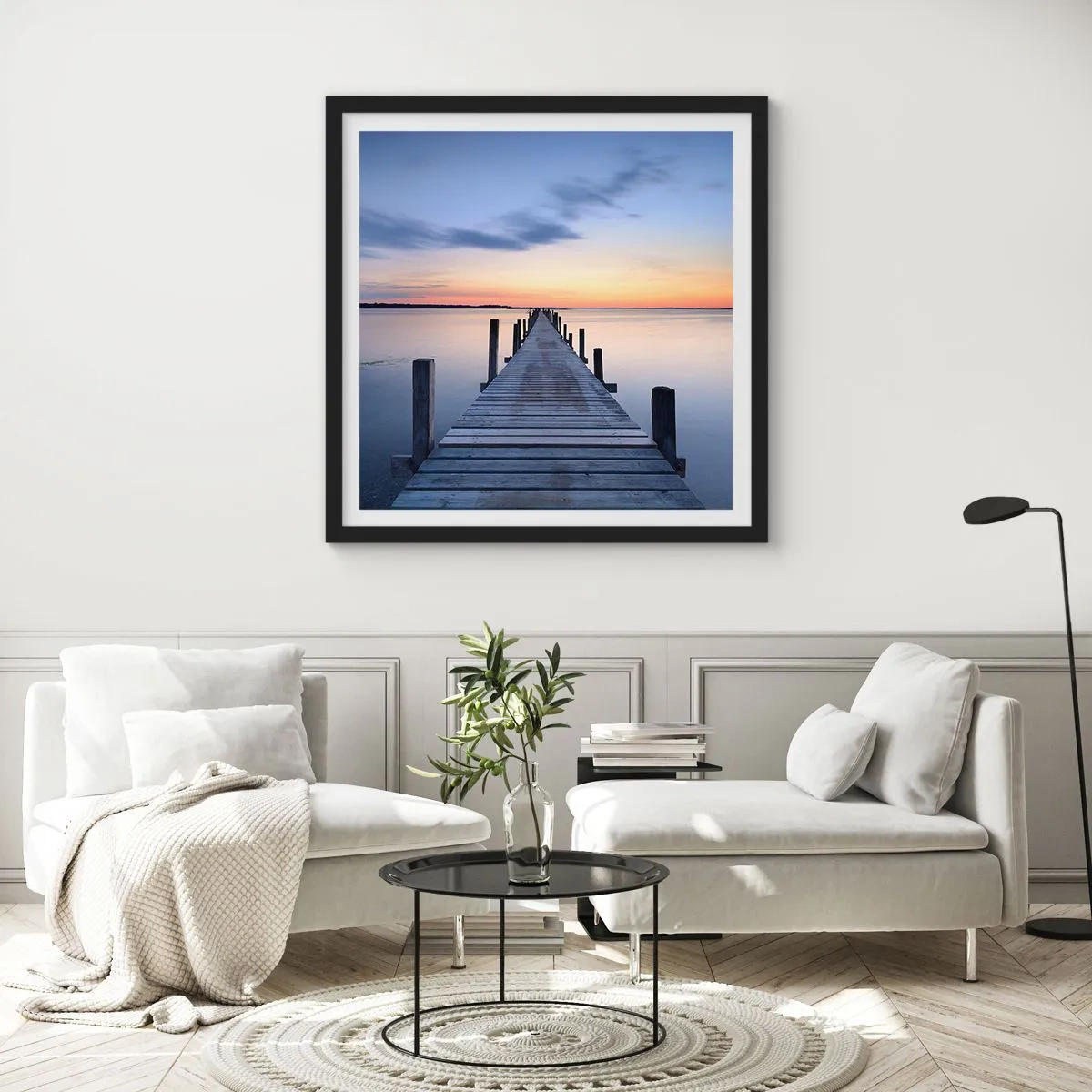 Affisch i svart ram - Klara solnedgångens ro - 60x60 cm