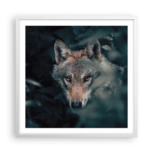 Affisch i vit ram - Jägare - 60x60 cm
