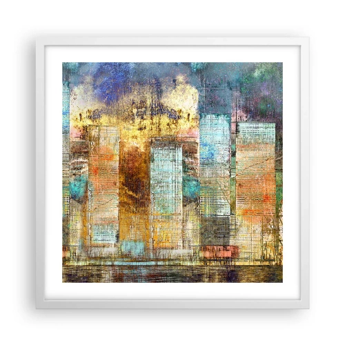 Affisch i vit ram - Solig metropol - 50x50 cm