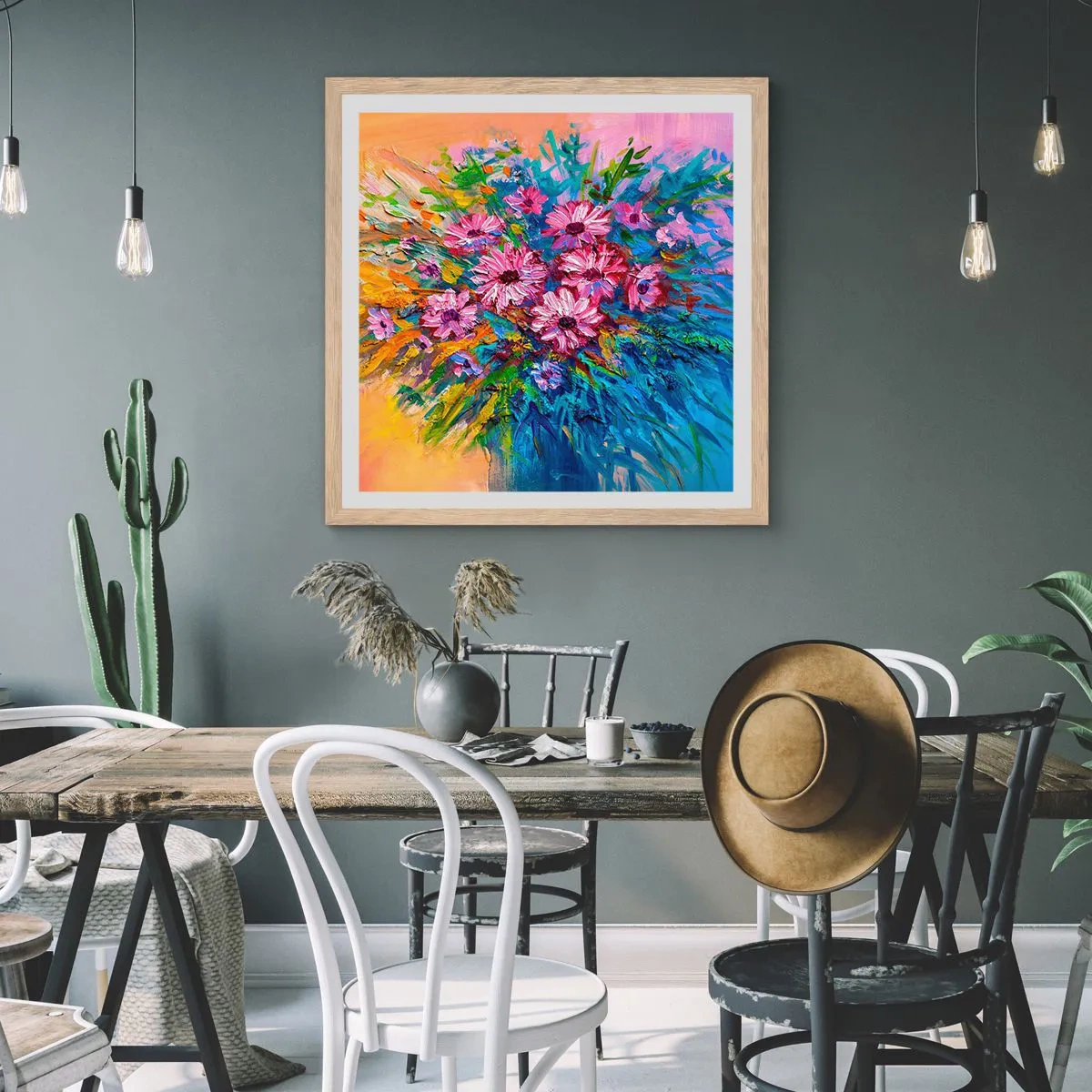 Affisch i ram av ljusek - Livets energi - 40x40 cm