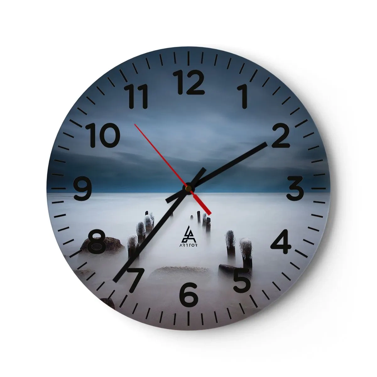 Väggklocka - Klocka på glas - Fundersam sjö - 40x40 cm