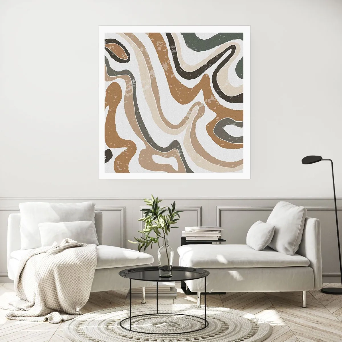 Affisch - Meandrar av jordnära färger - 50x50 cm
