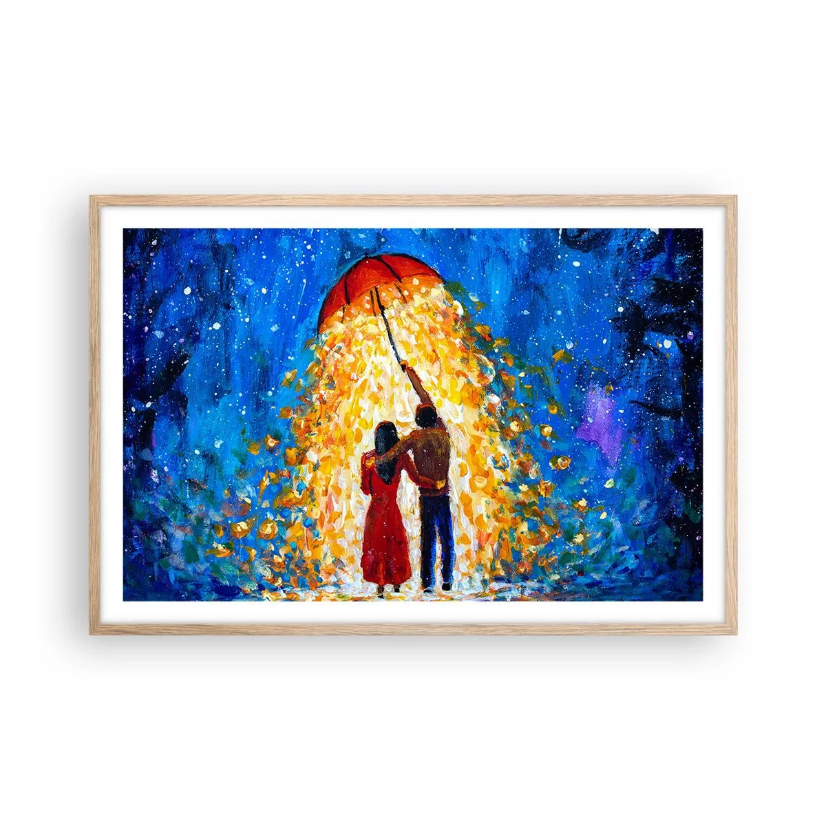 Affisch i ram av ljusek - Magi på en regnig kväll? - 91x61 cm