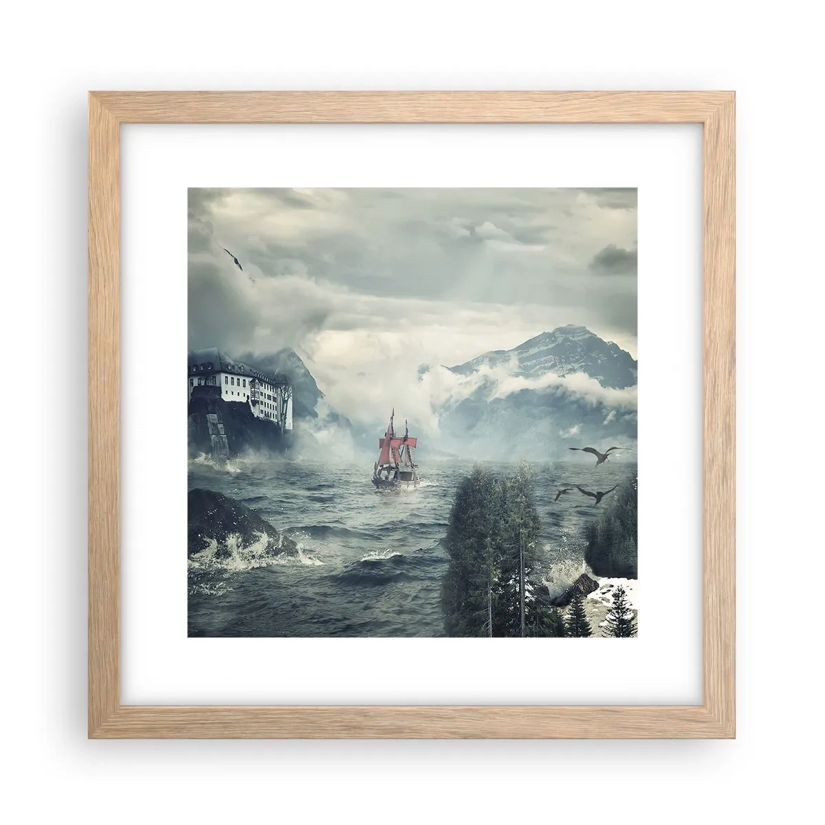 Affisch i ram av ljusek - På magiska vatten - 30x30 cm