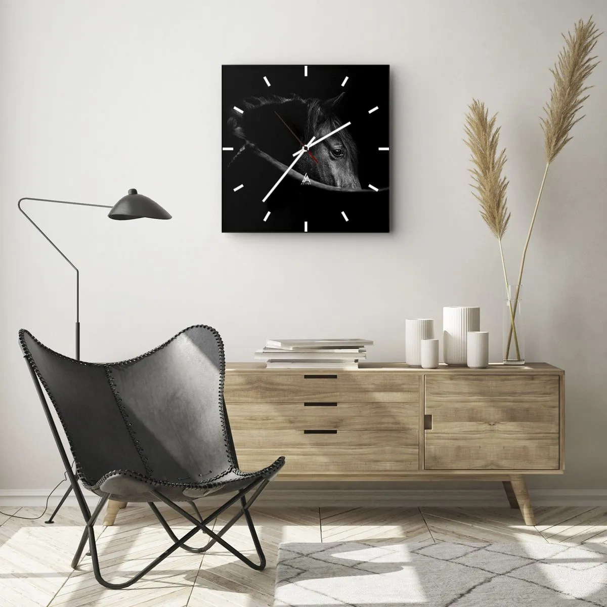 Väggklocka - Klocka på glas - Svart prins - 40x40 cm