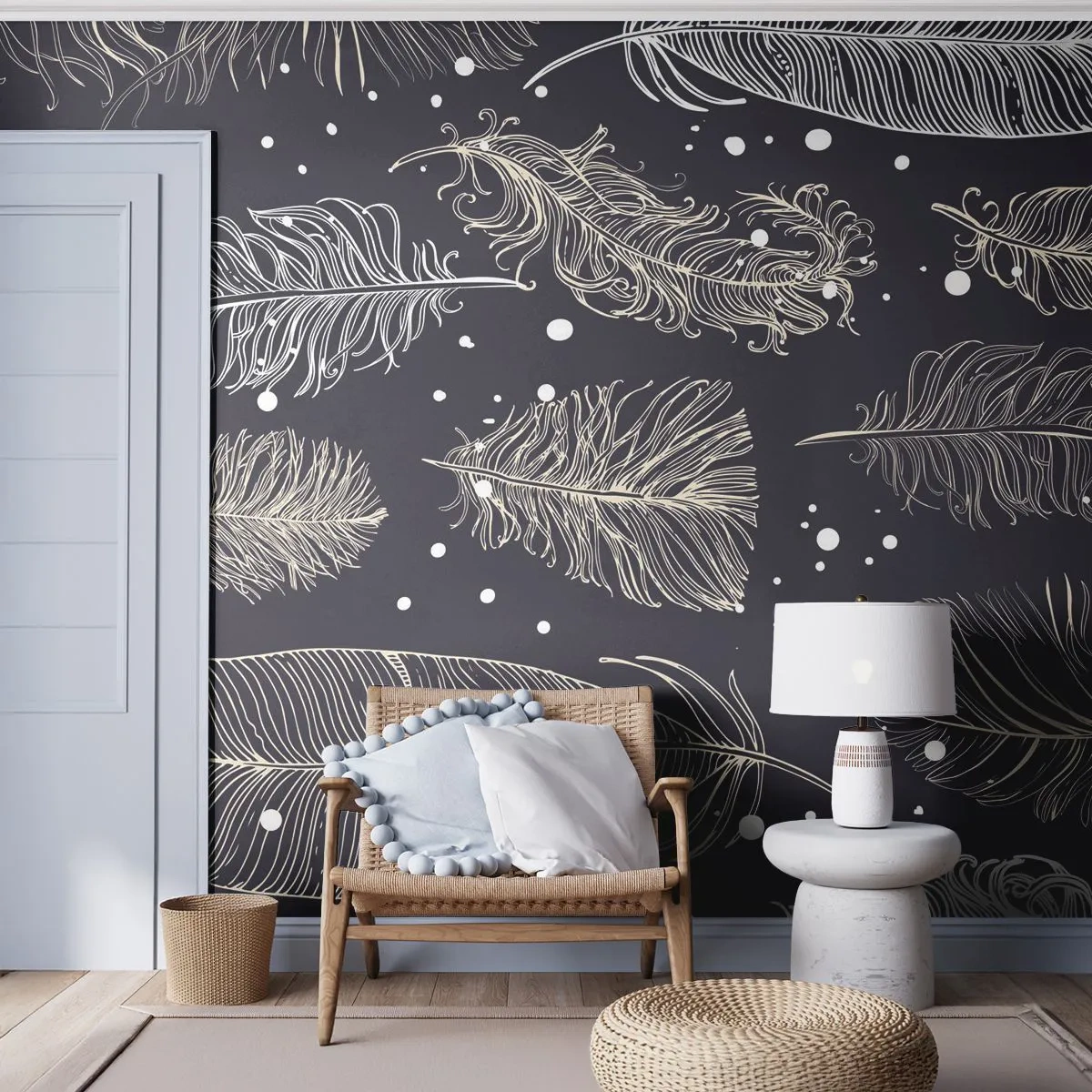 Fototapet Standard Eco - Fjäderspets - Fågelfjäder, Grafik, Bit - 200x140 cm