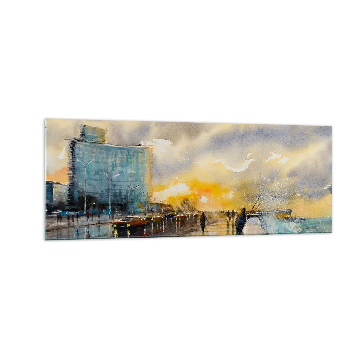 Glastavla - Bild på glas - Livet på stranden - 140x50 cm
