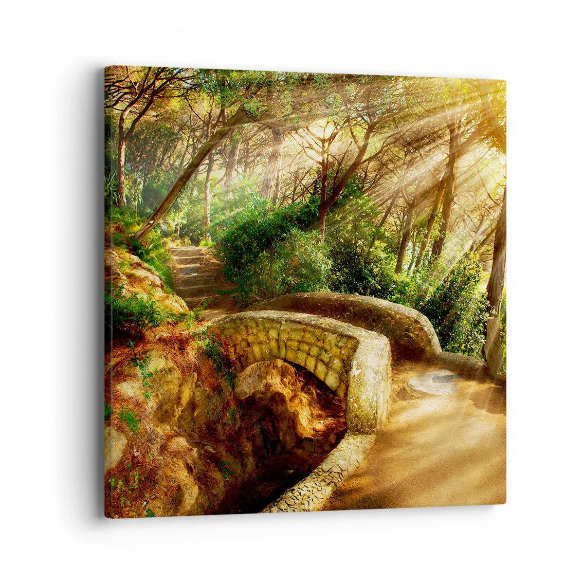Canvastavla - Bild på duk - Från bron till sagoskogen - 40x40 cm