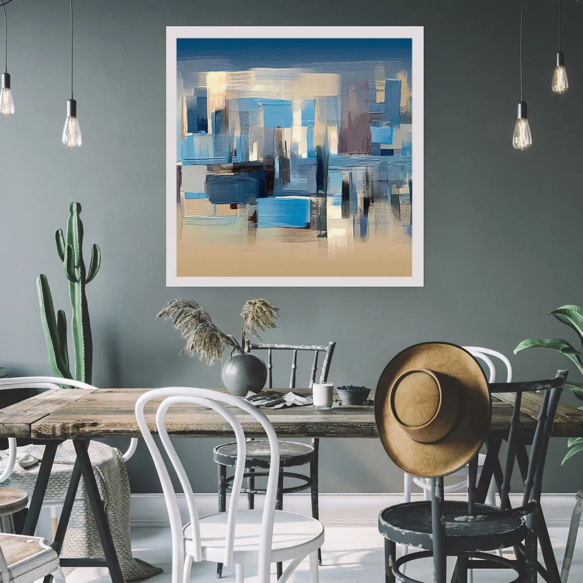 Affisch - Blå konstruktion - 40x40 cm