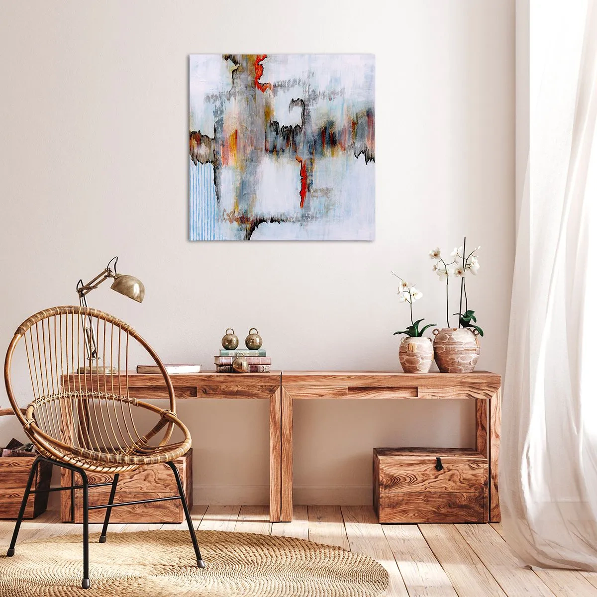 Canvastavla - Bild på duk - Med pinne på vatten - 70x70 cm