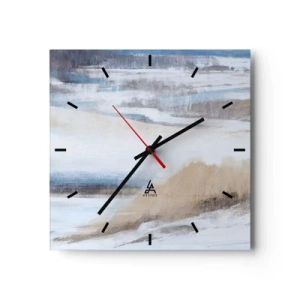 Väggklocka - Klocka på glas - Vinterkomposition - 40x40 cm