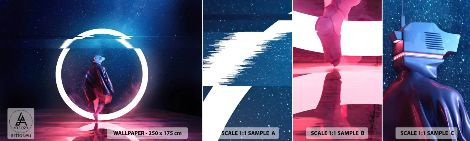 Fototapet Prov Standard Eco - Mellan världar - Futuristisk, Astronaut, Kosmos - 100x30 cm