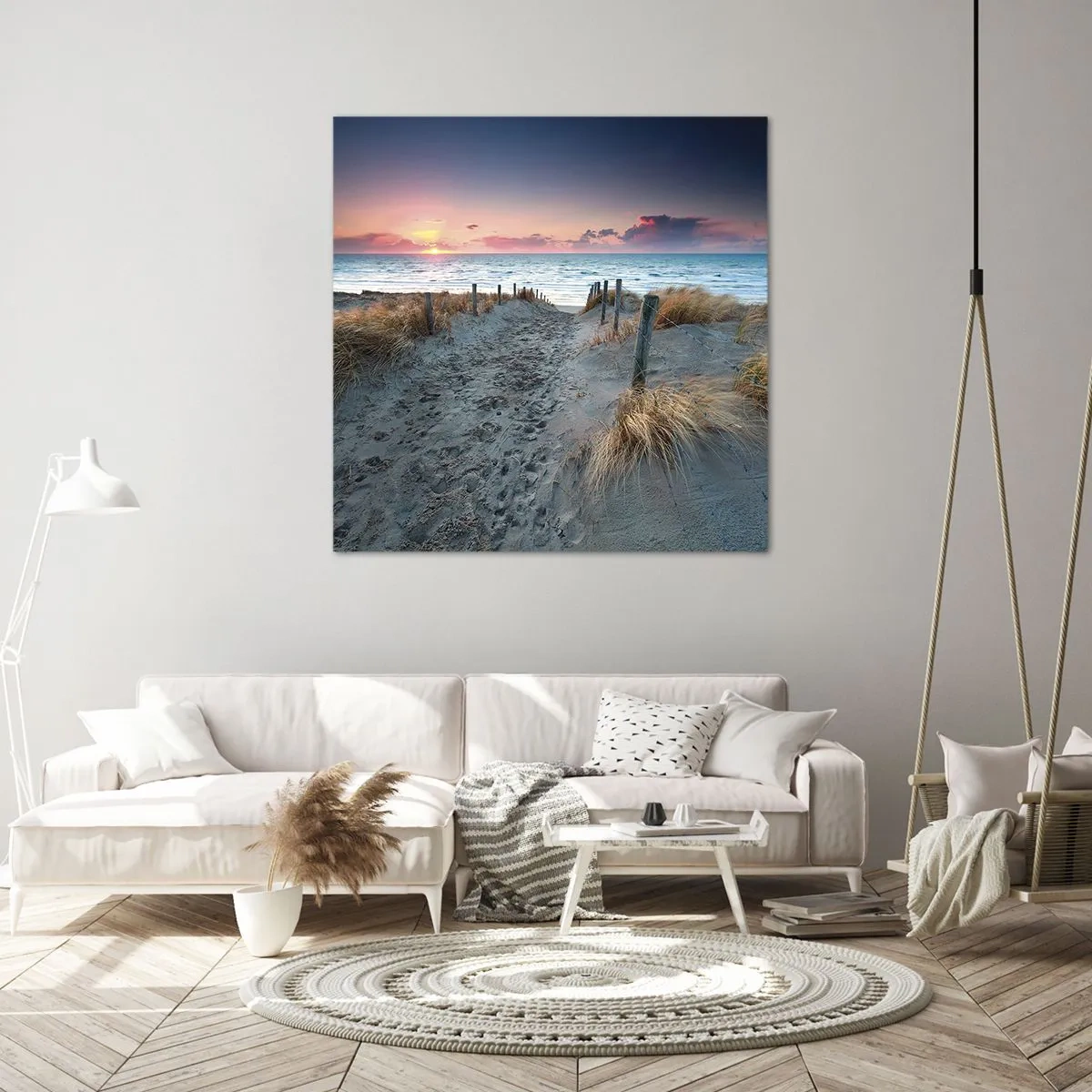 Canvastavla - Bild på duk - Utspilld skenregnbåge... - 50x50 cm