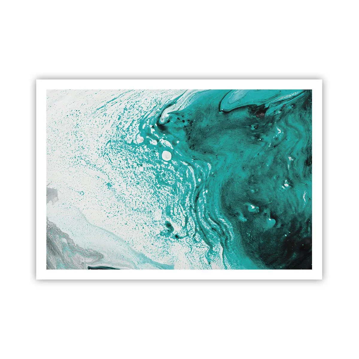 Affisch - Smälta sig in i vitt och turkos - 100x70 cm