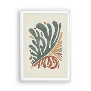 Affisch i vit ram - Flerfärgat blad - 70x100 cm